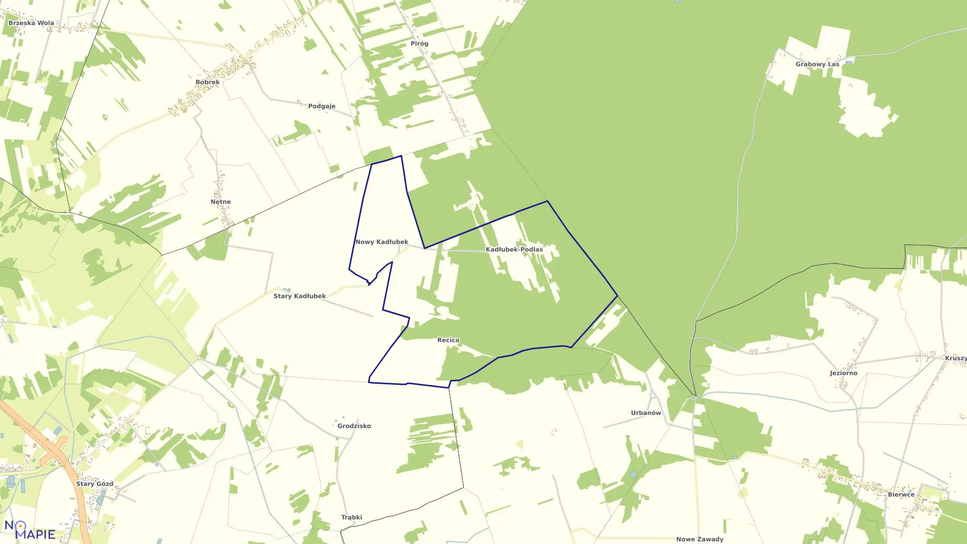 Mapa obrębu KADŁUBEK NOWY w gminie Stara Błotnica